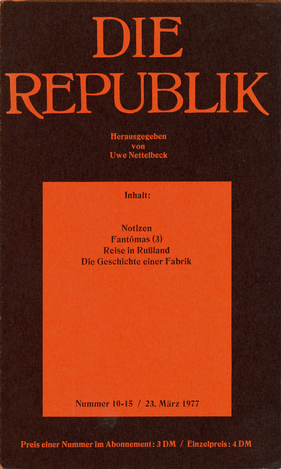 Cover Die Republik Nr. 10–15